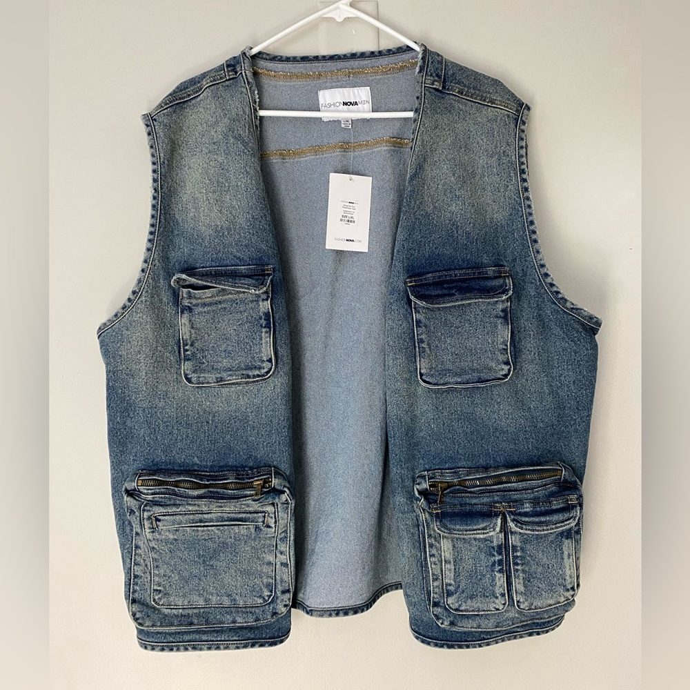 Fashion nova denim vest jacket